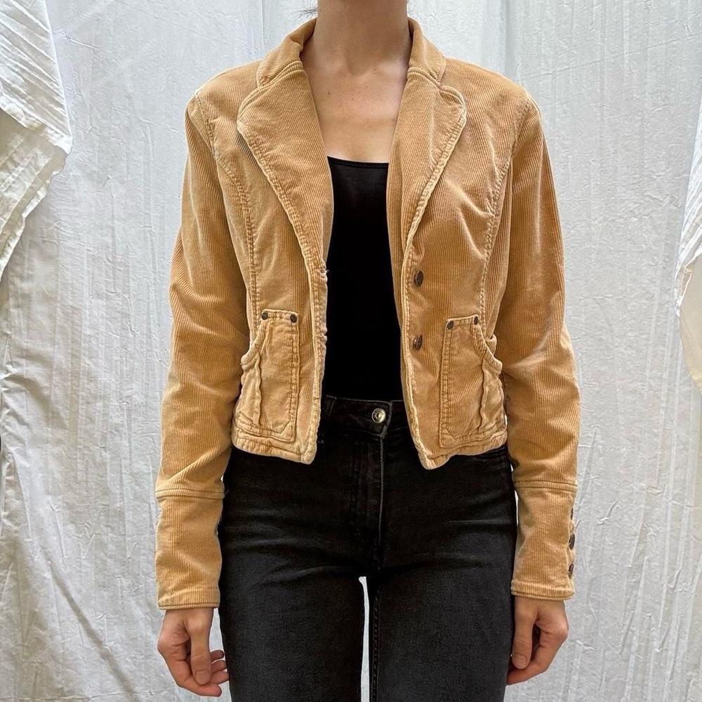 Camel Tan‎ Corduroy Blazer by Younique Size Small Vintage 1990s Y2K - Picture 5 of 8